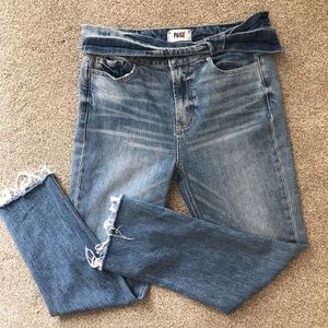 Paige | Hoxton Straight Ankle with Sash and Raw Hem